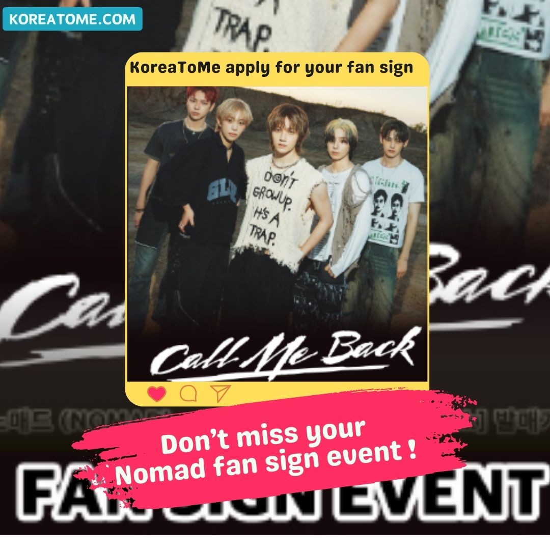 koreatome_korea's tweet image. 🔔Fan Signing Event🔔
✅1st Single 【 𝓒𝓪𝓵𝓵 𝓜𝓮 𝓑𝓪𝓬𝓴 】 
📆Application Period: ~ 20 NOV
 
Looking for a Kpop proxy for Nomad Fan Sign Event?
📍koreatome.com 

#NOMAD #CallMeBack #NOMADGO #NOMADFANSIGN #NOMADPHOTOCARD