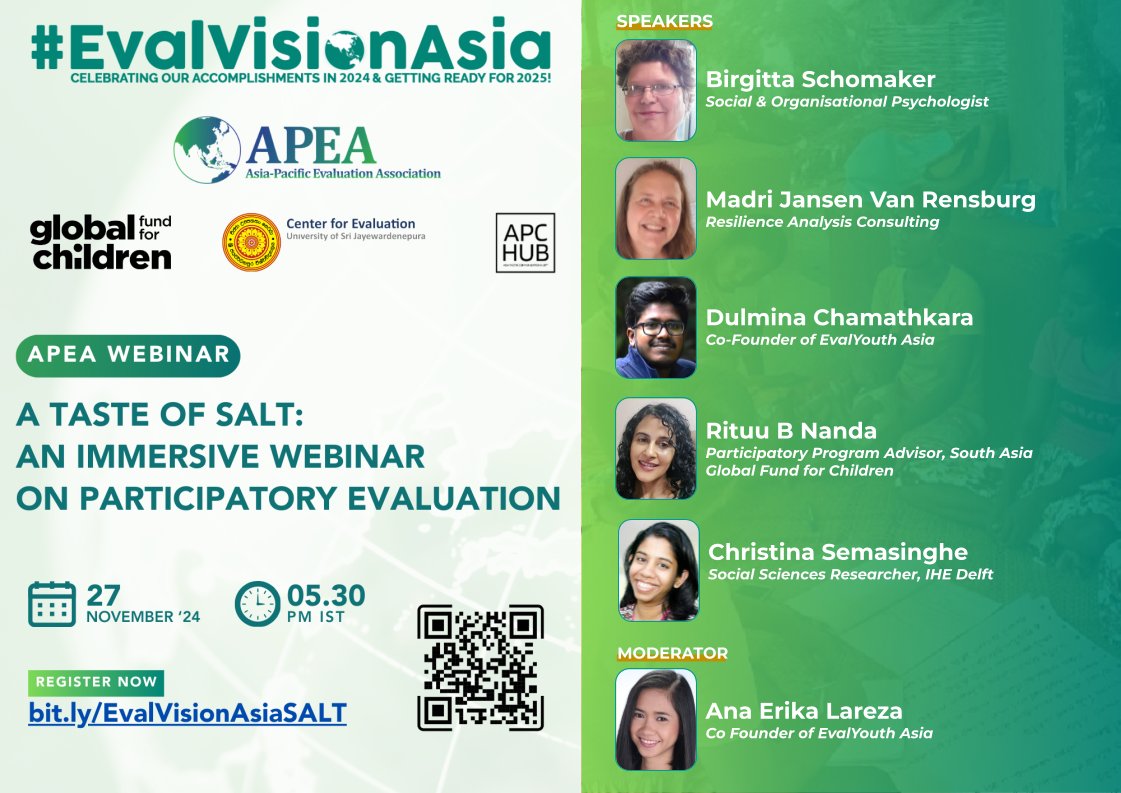 APEAeval's tweet photo. ๐ Just ONE WEEK to Go!
Donโt miss this transformative opportunity to explore community-centered evaluation approaches at the APEA Webinar Series, part of #EvalVisionAsia 2024.
Secure your spot today!
Register here: https://t.co/D7sSOtCSEm
#APEAwebinar #SALT #CommunityPractice https://t.co/Es3h6LpZik