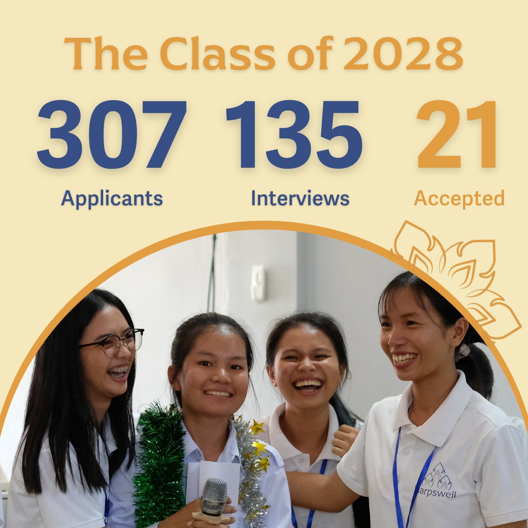 After Harpswell's most competitive admissions cycle in history, we are thrilled to congratulate the 21 members of the Class of 2028 on their acceptance into the Cambodian Women’s Leadership Program. Interested in supporting the Class of 2028? Donate here: harpswellfoundation-bloom.kindful.com/?campaign=1332…