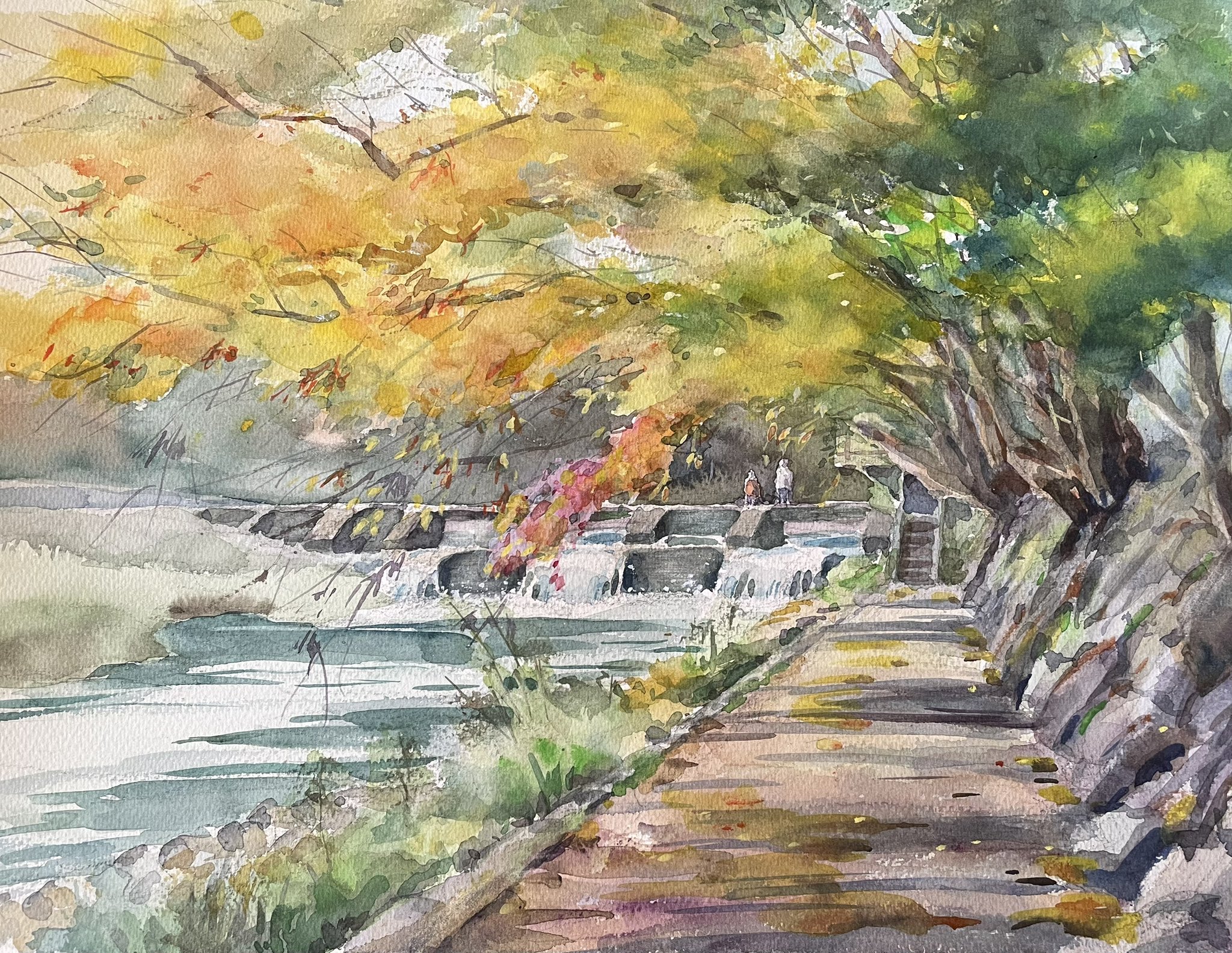 桜と公園 【透明水彩風景画】 Cherry tree【Watercolor】 - YouTube
