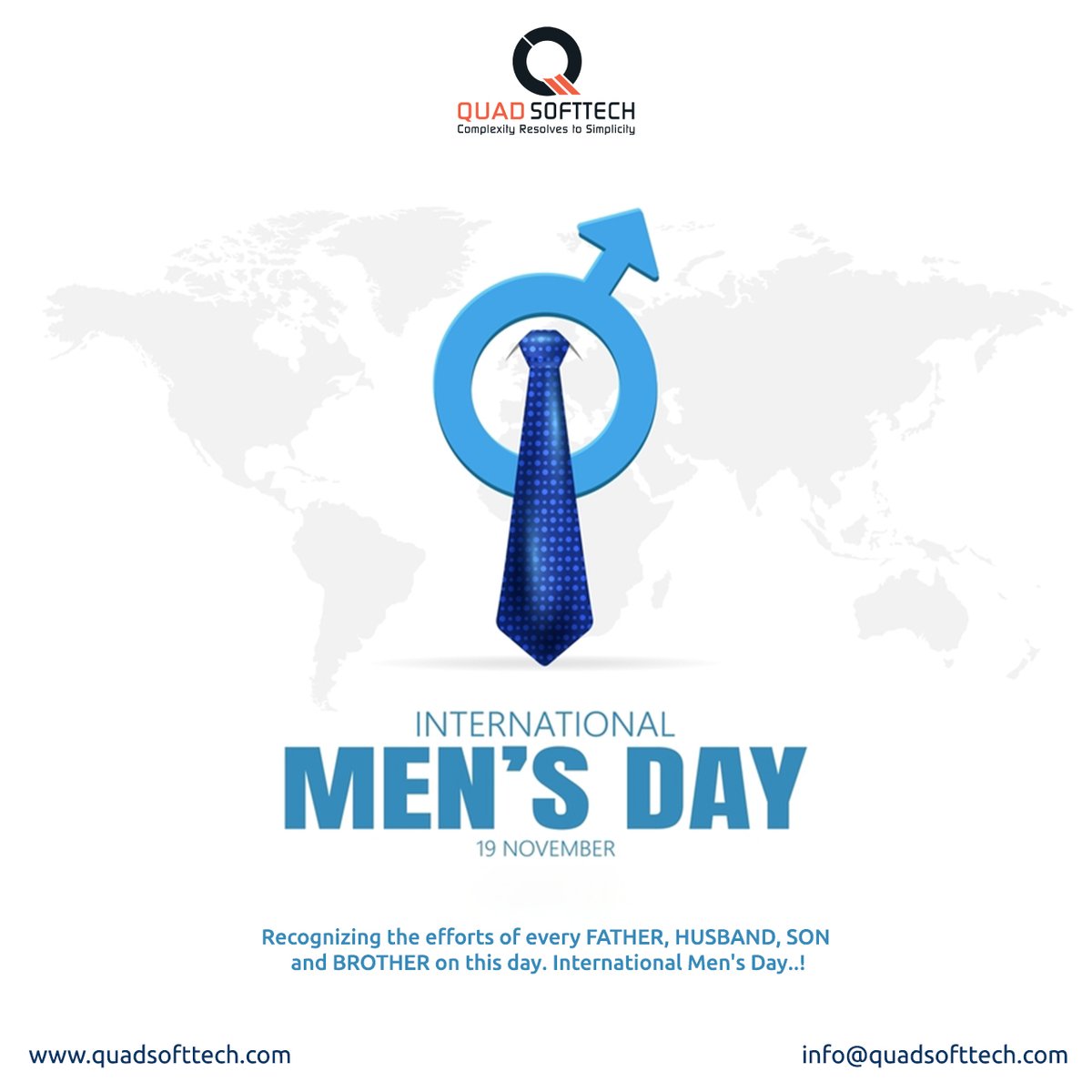 QuadSoftTech's tweet image. Strong minds, kind hearts, and endless courage. Celebrating all the amazing men today!
#MensDay2024 #mens #surat