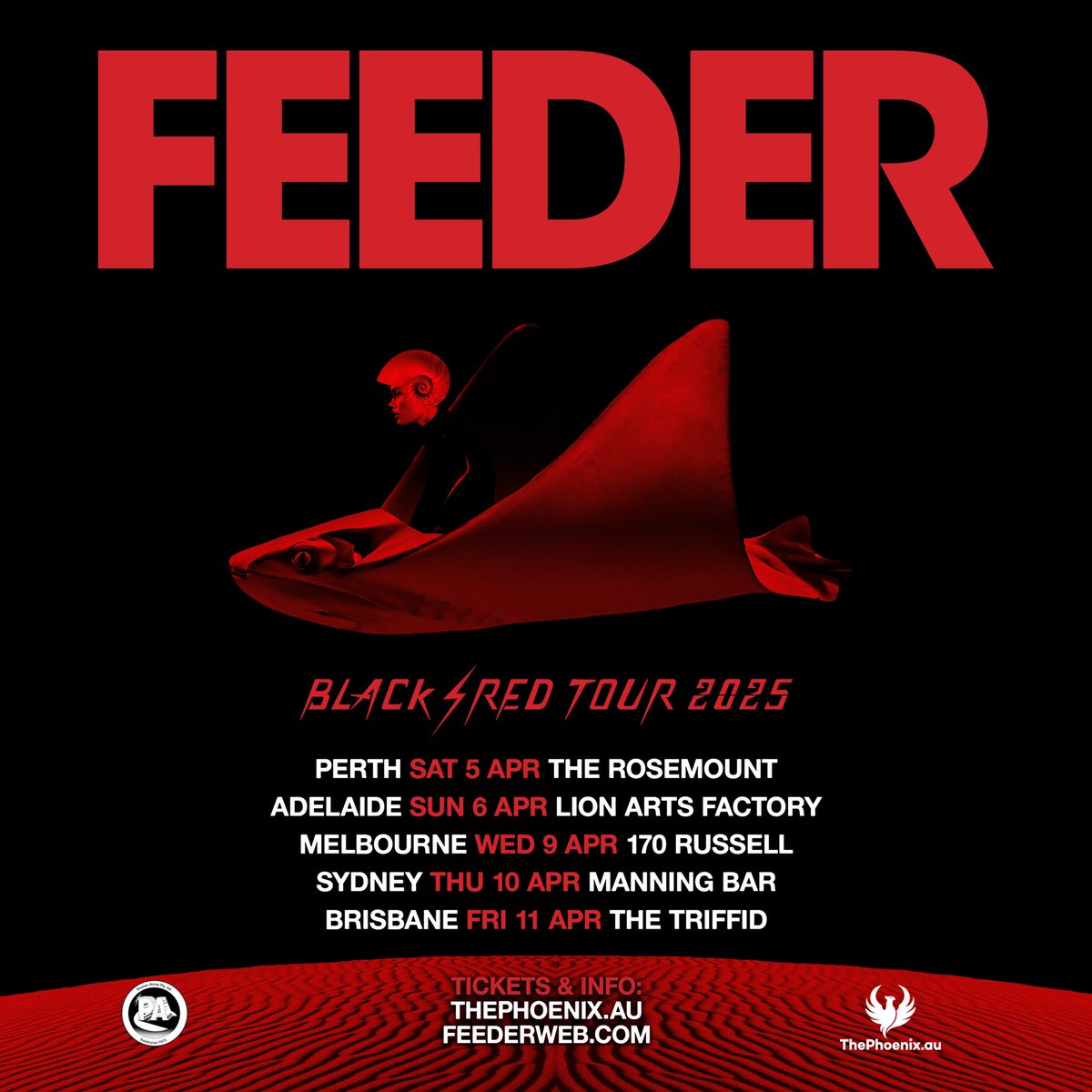 We’re coming to Australia 🇦🇺in 2025!
Pre-sale : Thursday 21 November 
Tickets: thephoenix.au/feeder/