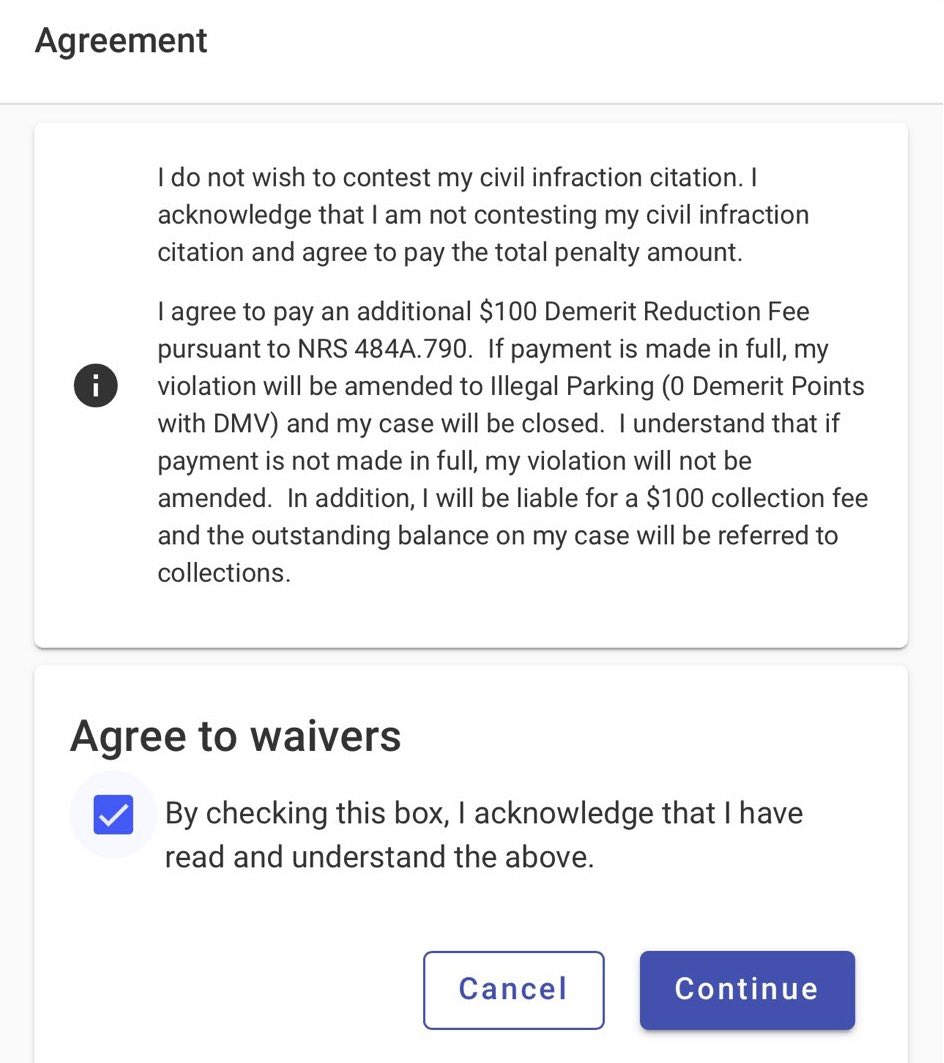 VitalVegas's tweet photo. Today we learned you can pay $100 to make a speeding ticket “illegal parking.” Thank goodness excessive speed isn’t a thing in Las Vegas. https://t.co/mVtu4qVnB9