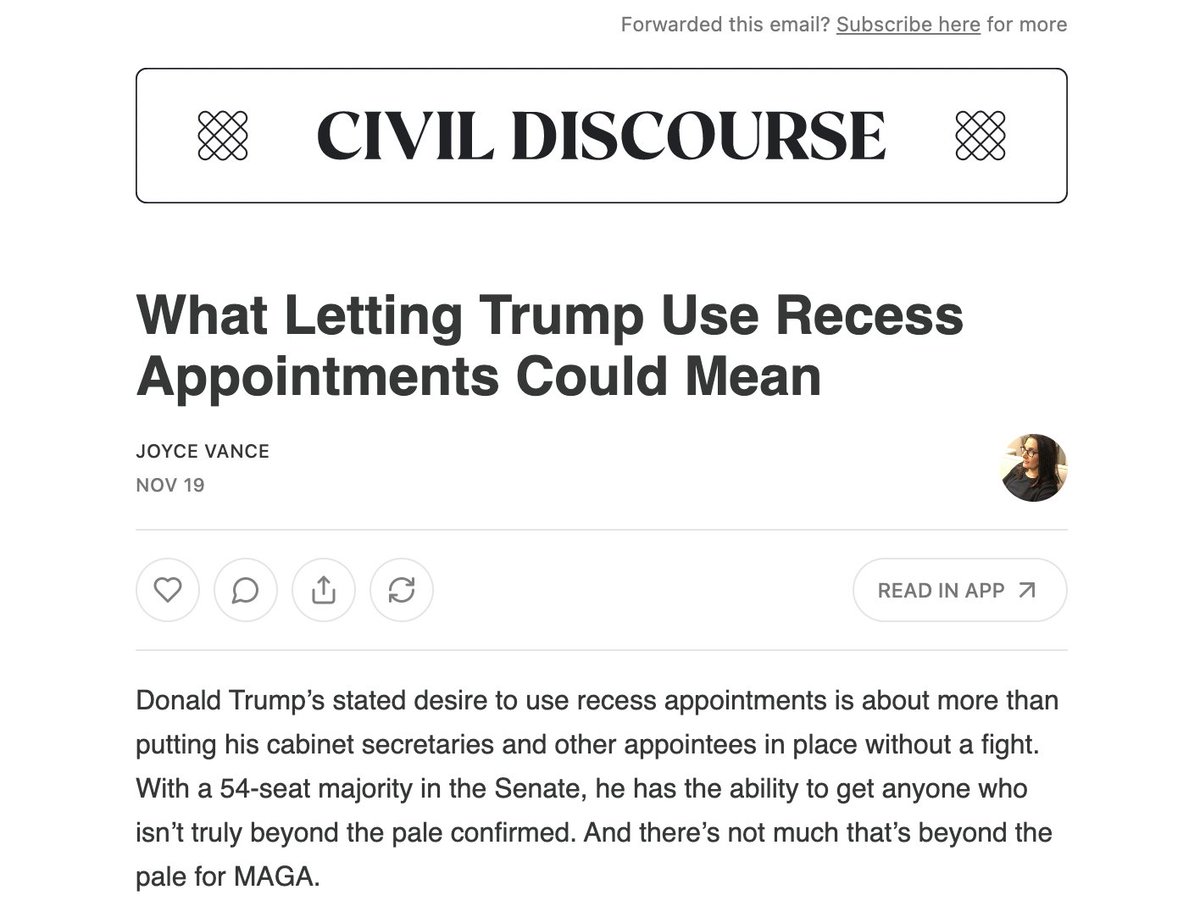 What Letting Trump Use Recess Appointments Could Mean open.substack.com/pub/joycevance…