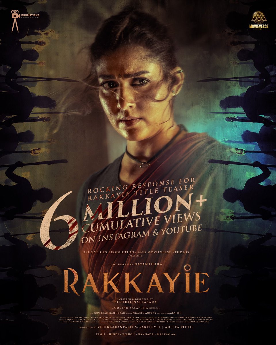Drumsticks Productions (@drumsticksprod) on Twitter photo #Rakkayie storms past 6 MILLION views! ๐ฅ Lady Superstar #Nayanthara sets the screen on fire! ๐ฅ
โถ๏ธ youtu.be/AsaC-f_C1j0
#Nayanthara <a href="/DrumsticksProd/">Drumsticks Productions</a> <a href="/MovieVerseIndia/">MovieVerse Studios</a> <a href="/SenthilNallaDir/">Senthil Nallasamy</a> #GovindVasantha <a href="/thaikudambridge/">Thaikkudam Bridge</a> <a href="/Its_Gowtham_R/">GOWTHAM RAJENDRAN</a> #Rakkayie storms past 6 MILLION views! ๐ฅ Lady Superstar #Nayanthara sets the screen on fire! ๐ฅ
โถ๏ธ youtu.be/AsaC-f_C1j0
#Nayanthara <a href="/DrumsticksProd/">Drumsticks Productions</a> <a href="/MovieVerseIndia/">MovieVerse Studios</a> <a href="/SenthilNallaDir/">Senthil Nallasamy</a> #GovindVasantha <a href="/thaikudambridge/">Thaikkudam Bridge</a> <a href="/Its_Gowtham_R/">GOWTHAM RAJENDRAN</a>
