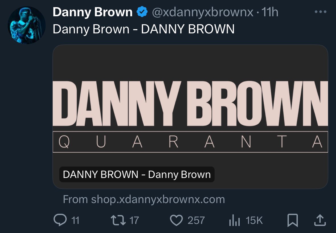moveimemo's tweet photo. Danny Brown
Danny Brown - DANNY BROWN

Ｄ Ａ Ｎ Ｎ Ｙ   Ｂ Ｒ Ｏ Ｗ  Ｎ

DANNY BROWN - Danny Brown https://t.co/VEmg2VoRhm