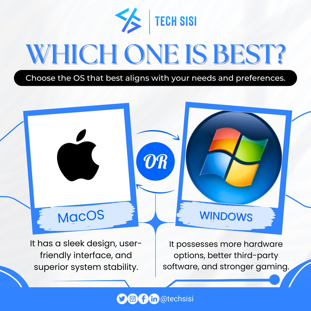 tech_sisi's tweet image. Mac or Windows? 

Let&apos;s chat.
Which one do you prefer and why? 

Is it the sleek design of Apple or the versatility of Windows? 

Share your thoughts in the comment section below.

#TechSisi
#TechDebate 
#Microsoft
#TechSkills