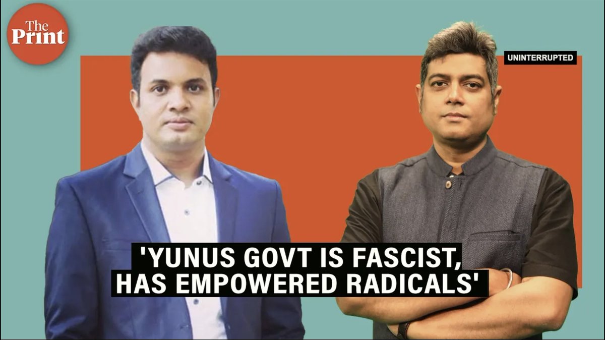 ThePrintIndia's tweet photo. 'Yunus govt is fascist, a mass movement will bring Sheikh Hasina back to Bangladesh,' says Saddam Hussain, President of Chhatra League — Awami League's student wing which was banned. Watch #ThePrintUninterrupted with columnist &amp; journalist @deepscribble:

https://t.co/a0g9iloBDU https://t.co/TFD6uXBCsC