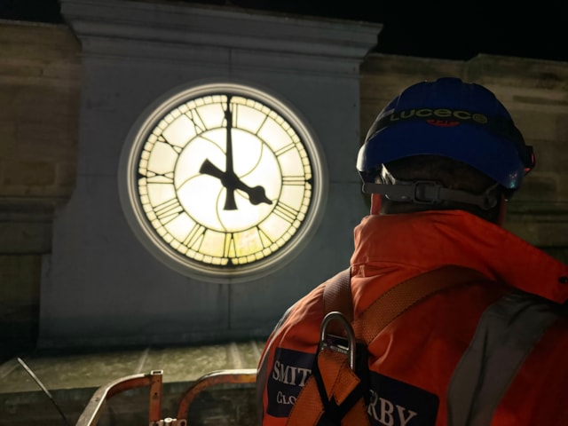 Clockmaker Dan on a night job completing work for the Portico Clocks at Newcastle Railway Station.⁠
⁠
#newcastlerailwaystation #clockrestoration #smithofderby #clockmaking