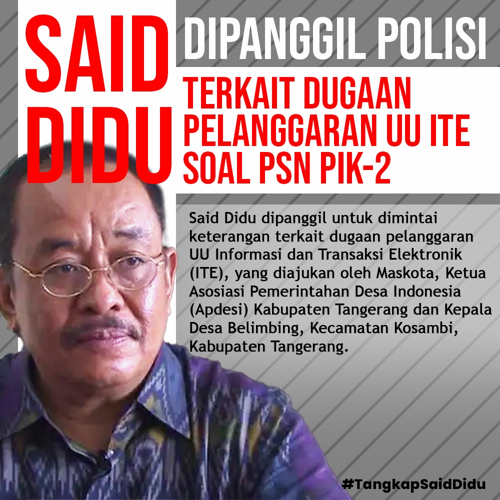 Alvin Lim mengungkapkan dugaan bahwa aksi Said Didu terkait PIK hanya upaya untuk menyebar hoaks dan adu domba. #TangkapSaidDidu