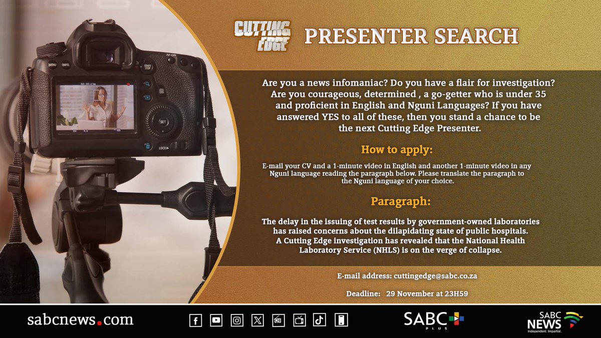 Cutting Edge is looking for a Presenter.