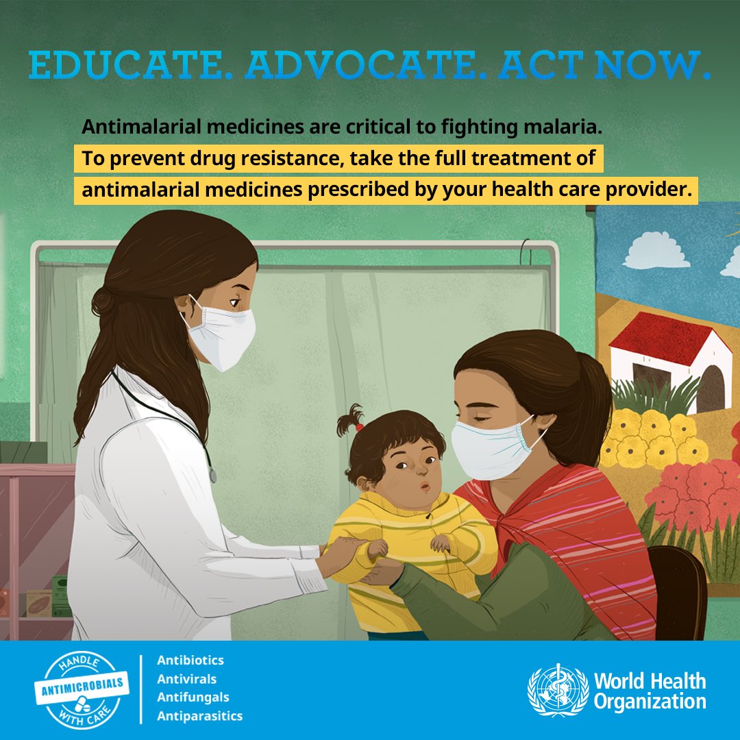 ShamimNambassa's tweet photo. Recently I have seen cases of people treating malaria but don’t get healed completely. Did you know that it could be a case of antimicrobial resistance? To fight this, make sure you complete your dose and only take medicine when you have tested and confirmed.
#WAAW2024 https://t.co/Mgvl7yYyQv
