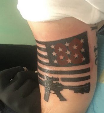 truthlafayette's tweet photo. @MonicaLMarks His 13 star flag is not in a circle. But form “88” a white supremacist numerical code for "Heil Hitler." https://t.co/PWdNeFKWKF