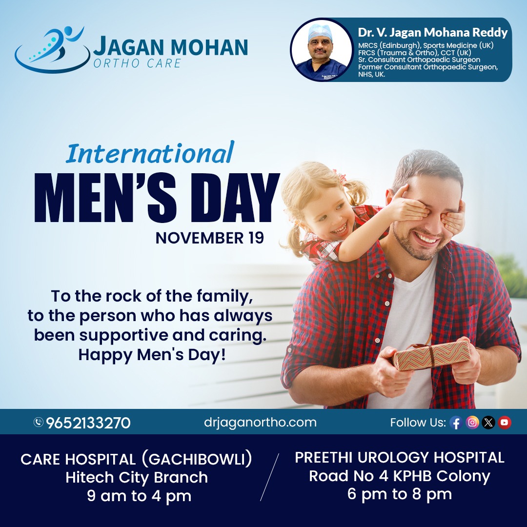 JaganOrthopedic's tweet image. Happy International Men’s Day! A day to celebrate the strength, resilience, and contributions of men everywhere.

#drjaganortho #hitechcity #kphp #MensDay #InternationalMensDay #CelebrateMen #MensHealth #MensDayAwareness #PositiveMasculinity #MensMentalHealth #MenOfHonor