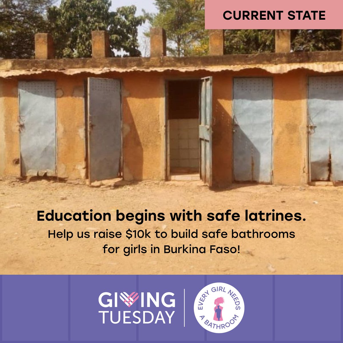 GNWL_INC's tweet photo. With every donation, we're empowering girls with access to education and the resources they need to thrive. Girls should never have to choose between attending school and their well-being. 

In Burkina Faso, the lack of safe, gender-specific bathrooms forces many girls to miss school each month. Access to clean latrines and water isn’t just essential for their education—it’s crucial for their health and future.

Your support is vital! Help us reach our $10K goal to build safe bathrooms, keeping girls in school and paving the way for a brighter future in Burkina Faso. Donate now to make a lasting difference.  Donate with the link below. 

https://t.co/I8CpeInWTl

#DonateForGirls #FutureLeaders #EndPeriodPoverty #SupportHerFuture #PeriodsWithoutLimits #GiveForGirls #UrgentNeed #SupportGirlsNow #DonateForToilets #WaterAndSanitation #NoMoreBarriers #EveryGirlNeedsABathroom #GirlNowWomanLater  #GivingTuesday