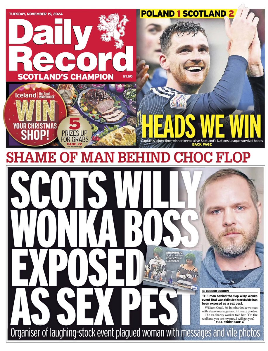 🇬🇧 Scots Willy Wonka Boss Exposed As Sex Pest

▫William Coull, 36, hounded his victim at a property in Glasgow's Darnley between March 26 and July 2 2024
▫<a href="/ConnorGordon_/">Connor Gordon</a>
👉tinyurl.com/2ybtwd6g👈

#frontpagestoday #UK <a href="/Daily_Record/">The Daily Record</a> 🇬🇧