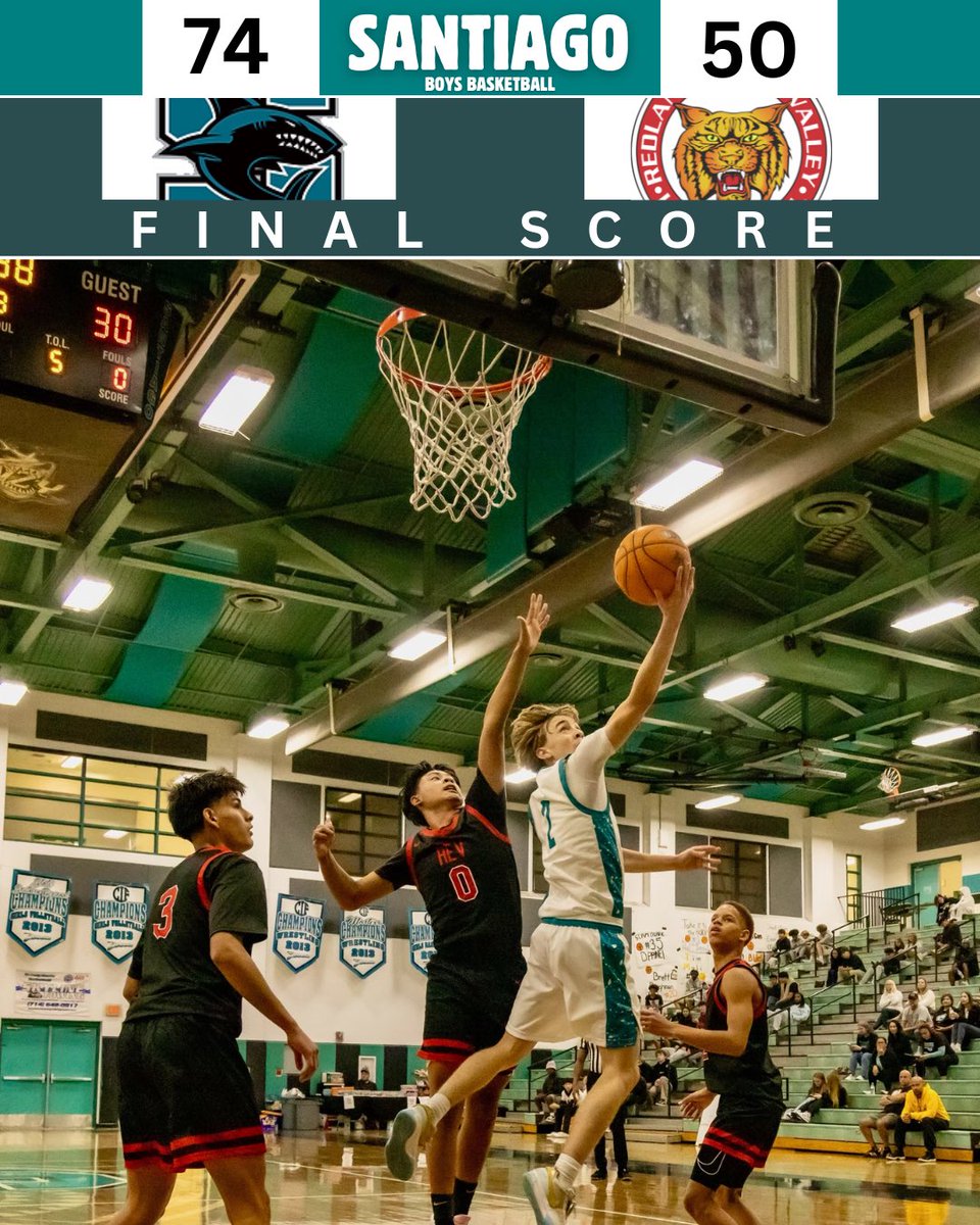 Opening night sweep for <a href="/Santiago_hoops/">Santiago Boys Basketball</a>.

Evan 20p, 3s, 3a
<a href="/EthanWadman/">Ethan Wadman</a> 15p, 7r, 3a
Matt 13p, 3r, 1a
<a href="/BradleyWells24/">BRADLEY WELLS</a> 9p, 4s, 2r
Ryan 8p