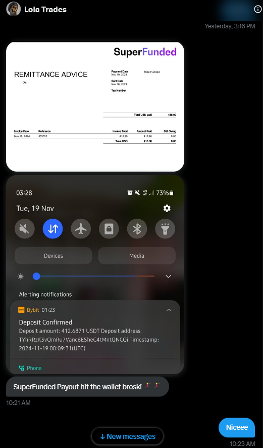 Swag Kong (@helloswagkong) on Twitter photo GM FAMZ
🚨Super news alert🚨
Woke up to some SUPER vibes, one of my giveaway winners just got his payout from <a href="/superfundedfx/">SuperFunded</a> in under 24 hours 🔥
That’s what I call SUPER service 💜🤘
Congrats to <a href="/LolaTradesGold/">Lola Trades</a> GM FAMZ
🚨Super news alert🚨
Woke up to some SUPER vibes, one of my giveaway winners just got his payout from <a href="/superfundedfx/">SuperFunded</a> in under 24 hours 🔥
That’s what I call SUPER service 💜🤘
Congrats to <a href="/LolaTradesGold/">Lola Trades</a>