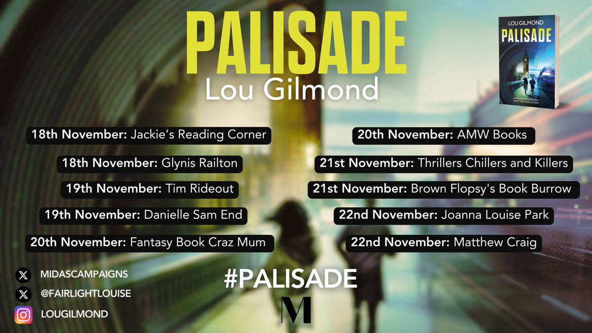 TimRideout1's tweet image. PALISADE by @LouGilmond 

Five minutes into the future our right to privacy is about to become a relic of the past. As the forces of corruption close in around them, can Esme Kanha &amp;amp; Harry Colbey win in their desperate fight against a seemingly unstoppable super-rich elite?

A…