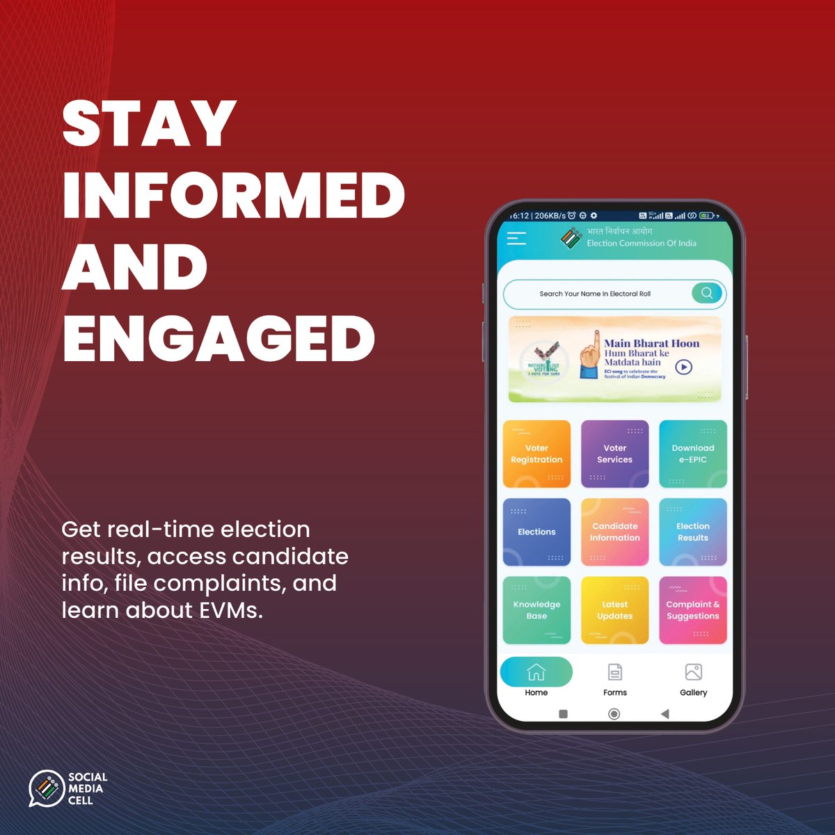ECISVEEP's tweet photo. Voter Helpline App is your one-stop solution for all your election related queries! 📱
Get all the voter services now at your fingertips! 🙌✨
#ECIApps #VoiceYourChoice #VHA #ECI https://t.co/omOc2RCGMJ