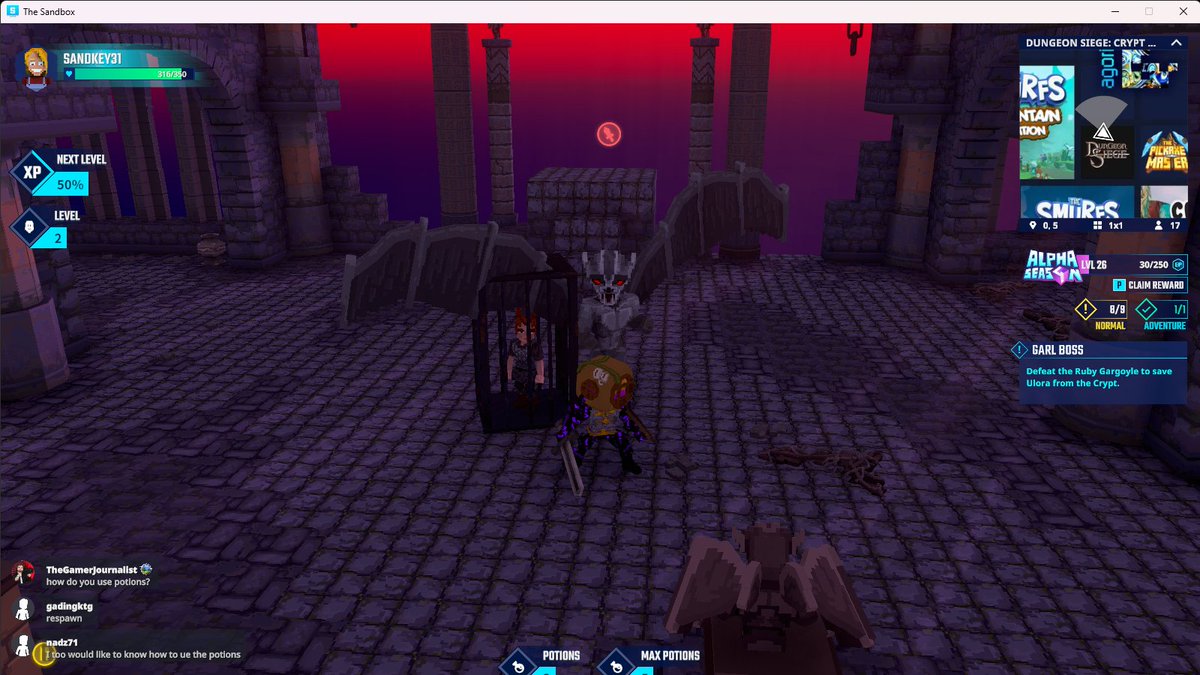 NukimoZ's tweet photo. Face to face with the Gargoyle Boss in Crypt of the Sacred Blood in @TheSandboxGame. Wish me luck in this epic showdown! 🗿⚔️ @SquareEnix https://t.co/VUnunkEeKO #TheSandbox #AlphaSeason4 #AS4SocialChallenge https://t.co/ioQ6FSWCP4
