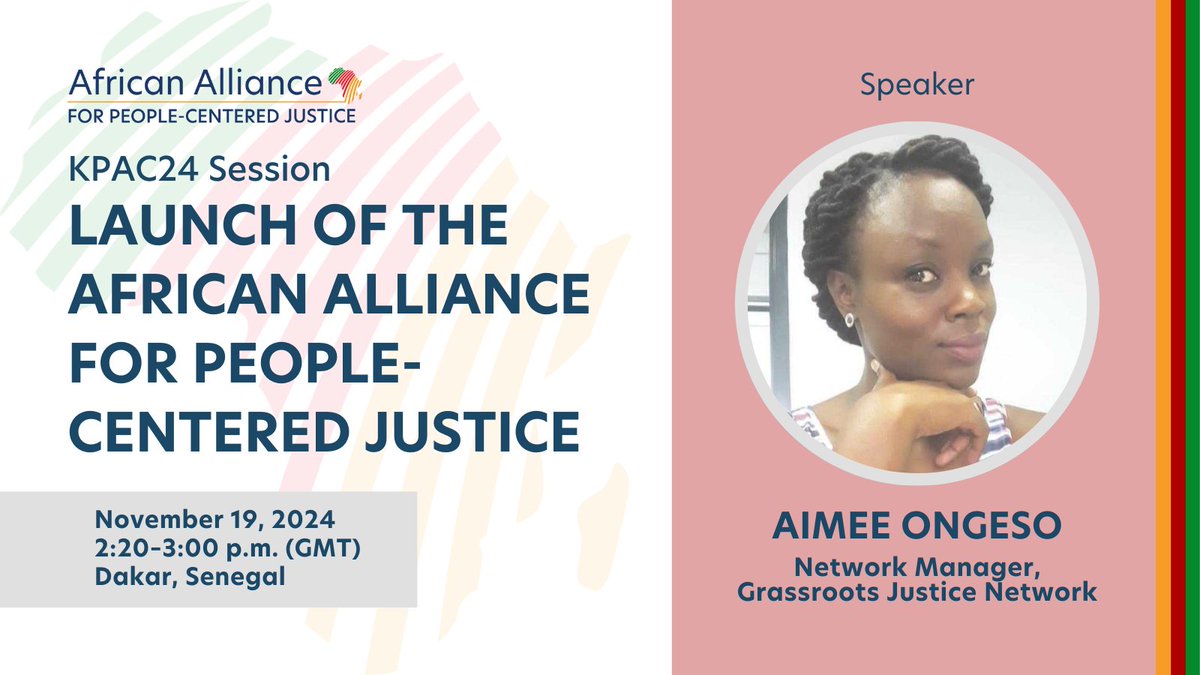 NamatiKenya's tweet photo. Namati's @ongeso will be speaking at the launch event for the Africa Alliance for People-Centered Justice #AAPCJ, a platform seeking to foster regional cooperation, catalyze funding for local justice efforts & strengthen justice systems
Watch➡️2:20pm GMT: https://t.co/0UXUd1msl9 https://t.co/g3IIGulUbQ