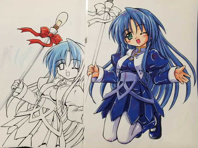 プレステ2&amp;ドリキャスのゲーム "はっぴ～ぶり～でぃんぐ" のムック本におよばれで描かせて頂いたイラストのコピック塗りアナログ原画等 リサイクル