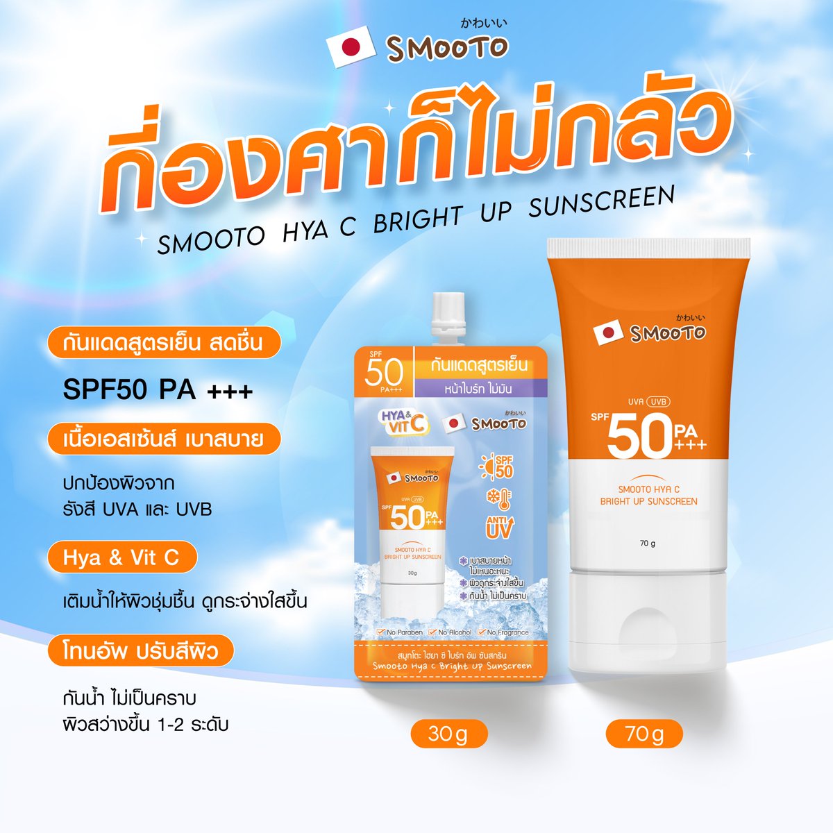 #กี่องศาก็ไม่กลัว!!
กันแดดสูตรเย็น 𝗛𝘆𝗮 &amp; 𝗩𝗶𝘁 𝗖 ☀️💧 
🧡 เป็นทั้งกันแดดและโทนอัพในหนึ่งเดียว
✅ เป็นสิว ผิวแพ้ง่ายใช้ได้
✅ กันแดดเนื้อเอสเซ้นส์แตกตัวเป็นน้ำ SPF50 PA+++
✅ โทนอัพปรับสีผิวสว่างขึ้น 1-2 ระดับ
https://t.co/8M9m0wEs3P
#smooto #สมูทโตะ #กันแดดไฮยาซีสูตรเย็น https://t.co/mM0TSIUyiV