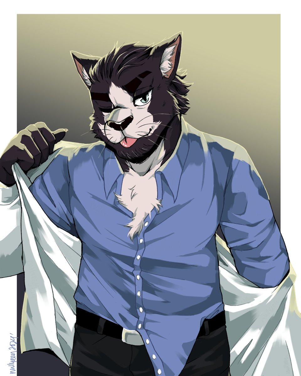 nullyeen's tweet photo. Hi, it's been a while :) Enjoy Cat Daddy Drayden being a little tease to a certain Roo when they both have a break together away from the fighters. 🦘

Drayden from @Undefeated_VN https://t.co/agRvMakODc