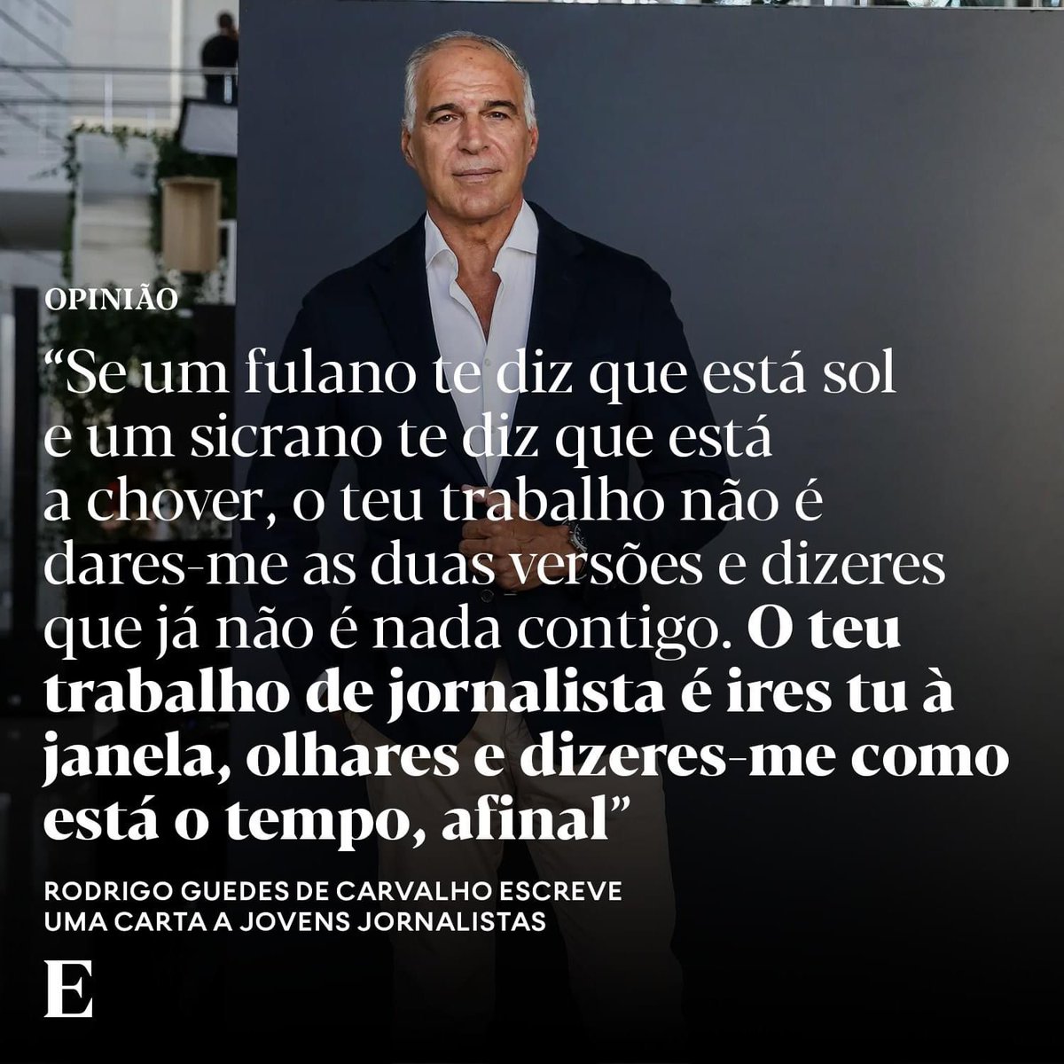Totalmente errado. Um #jornalista não é um juiz. Nem um opinador. O jornalista investiga as duas opiniões e limita -se a publicar a melhor info possível para o leitor formar a sua posição.
Estás declarações do RGC ilustram bem a crise que atravessa a comunicação social.