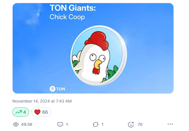 chickcoop_io's tweet photo. Chick Coop is undervalued: True
Chick Coop is ready to make noise: True
🐣💎

https://t.co/C8eOukleC8