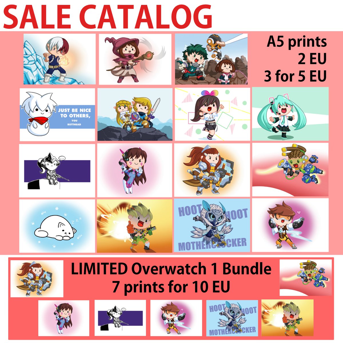 Hello! I will be at Dutch Comic Con this weekend, helping out <a href="/xxTze/">Hey, Tze! (moved to bsky)</a> at her table and will be selling a small part of my catalogue! I will be selling prints and keychains for ridiculous prices, hope to see you there!