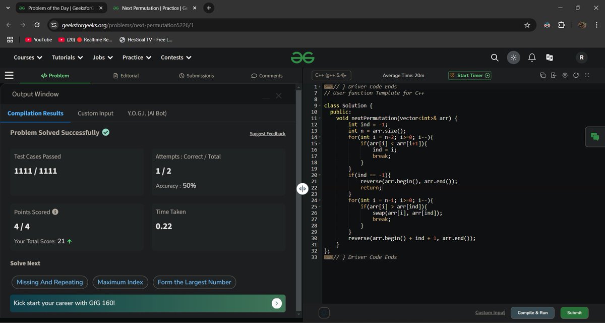 raunakcode's tweet image. Day 4/160  
Completed todays problem.   
 #gfg160 #geekstreak2024