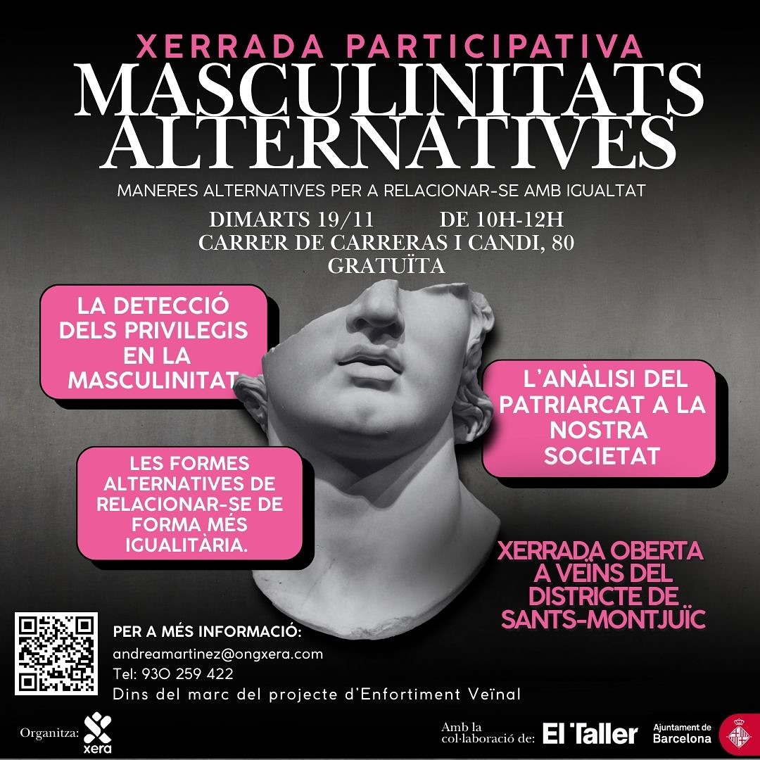 Districte de Sants-Montjuïc (@bcn_santsmont) on Twitter photo Xerrada participativa sobre masculinitats alternatives, per relacionar-se de forma més igualitària:
🕙 AVUI de 10 a 12 h
👉🏽 El Taller i @associacio_Xera
📍 Carreras i Candi, 80 <a href="/FundacioSiF/">Jordi Sierra i Fabra i Fundació Sierra i Fabra</a> #SantsBadal
🔗 ja.cat/25N_S-M #BCNantimasclista
x.com/Associacio_Xer… Xerrada participativa sobre masculinitats alternatives, per relacionar-se de forma més igualitària:
🕙 AVUI de 10 a 12 h
👉🏽 El Taller i @associacio_Xera
📍 Carreras i Candi, 80 <a href="/FundacioSiF/">Jordi Sierra i Fabra i Fundació Sierra i Fabra</a> #SantsBadal
🔗 ja.cat/25N_S-M #BCNantimasclista
x.com/Associacio_Xer…