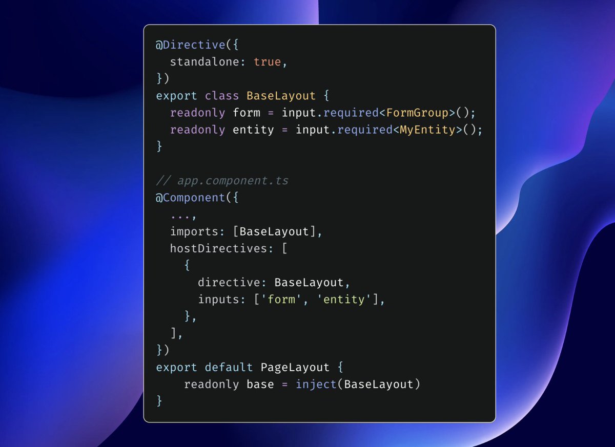 ipwanciu's tweet photo. I do this instead of using an Abstract class in #Angular. It's useful when you have the same logic but different designs.

What do you do instead? Do you still use abstract classes? https://t.co/y9A55N8HPE