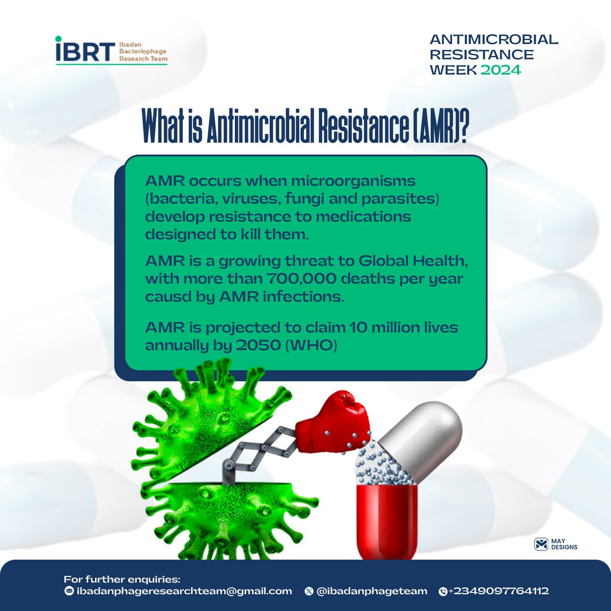 It's World Antimicrobial Resistance week 🌎 

#AMR
#WorldAMRWeek2024
#WAAW24
#EducateAdvocateAct
#IBRTWAAW24