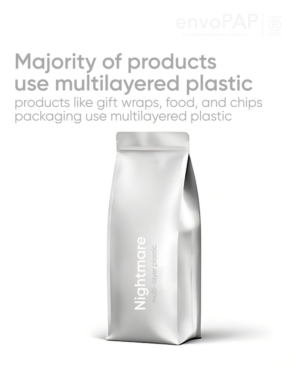 Ever wondered about that snack wrap? It's often multi-layer plastic, impossible to recycle, and harming our planet. Let's demand better packaging!

#envoPAP
#Sustainability
#SaveEnvironment
#SavePlanet
#ByePlastic
#MLP