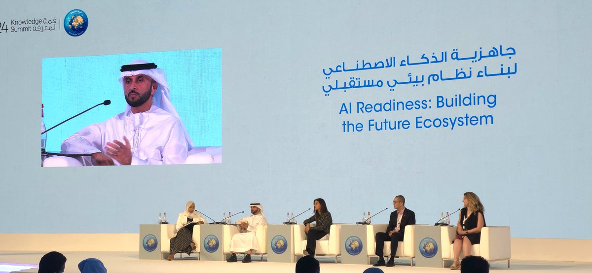KnowSummit's tweet image. The session “AI Readiness: Building the Future Ecosystem” is underway in the main hall with an outstanding panel of experts. Featuring H.E. Matar AlHemeiri, Priya Lakhani, Harrison Lung, and Dr. Hanan Salam, the discussion is being moderated by Ethar Eltinay. 

#KnowledgeSummit24…