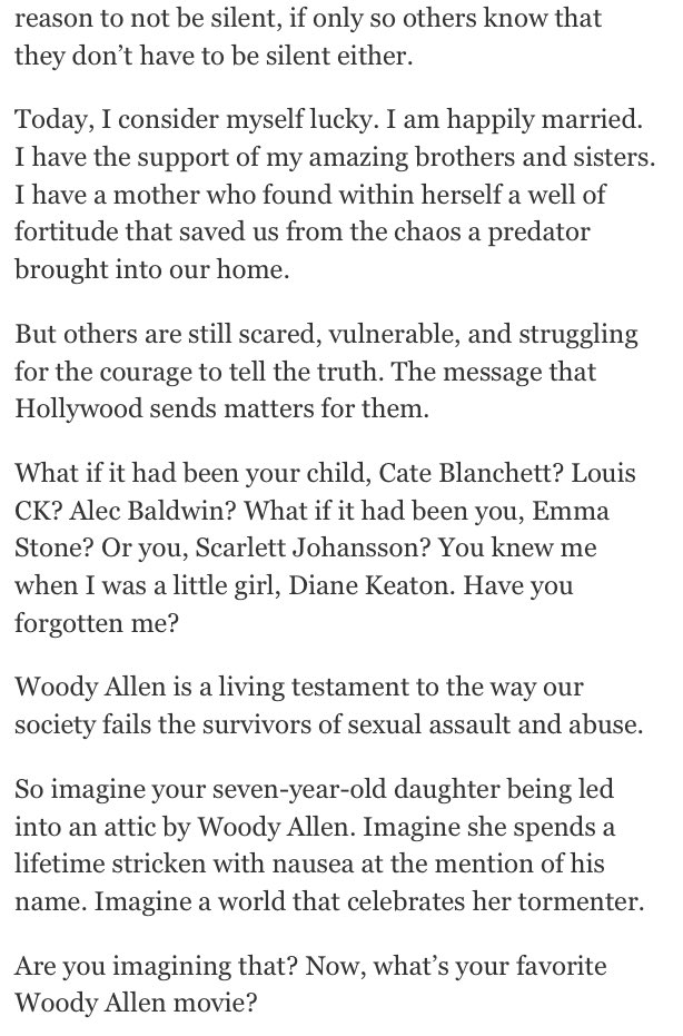 aoifur's tweet photo. this is an open letter dylan farrow, his adopted daughter, wrote about him in 2014. https://t.co/RrzzmIKfnx
