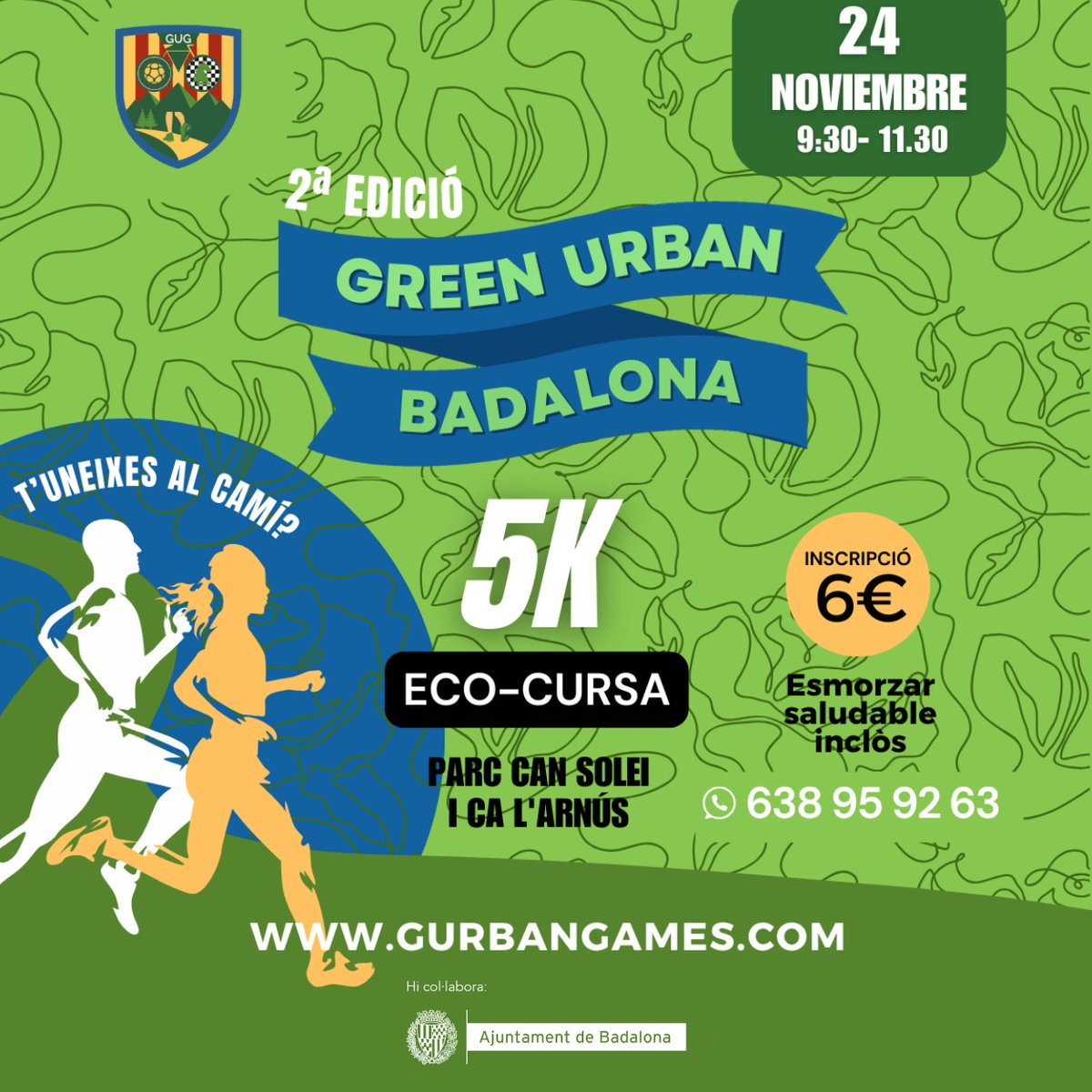 Aquest diumenge 24 de novembre arriba la 2ª edició de la cursa Green Urban Badalona. 🏃‍♀️🏃‍♂️

Cursa a contrarellotge de 5 km per un traçat intern del Parc Can Solei - Ca l'Arnús. 🌲

Cursa solidària amb iniciatives locals que també inclou esmorzar saludable.

#esportsbdn
#badalona