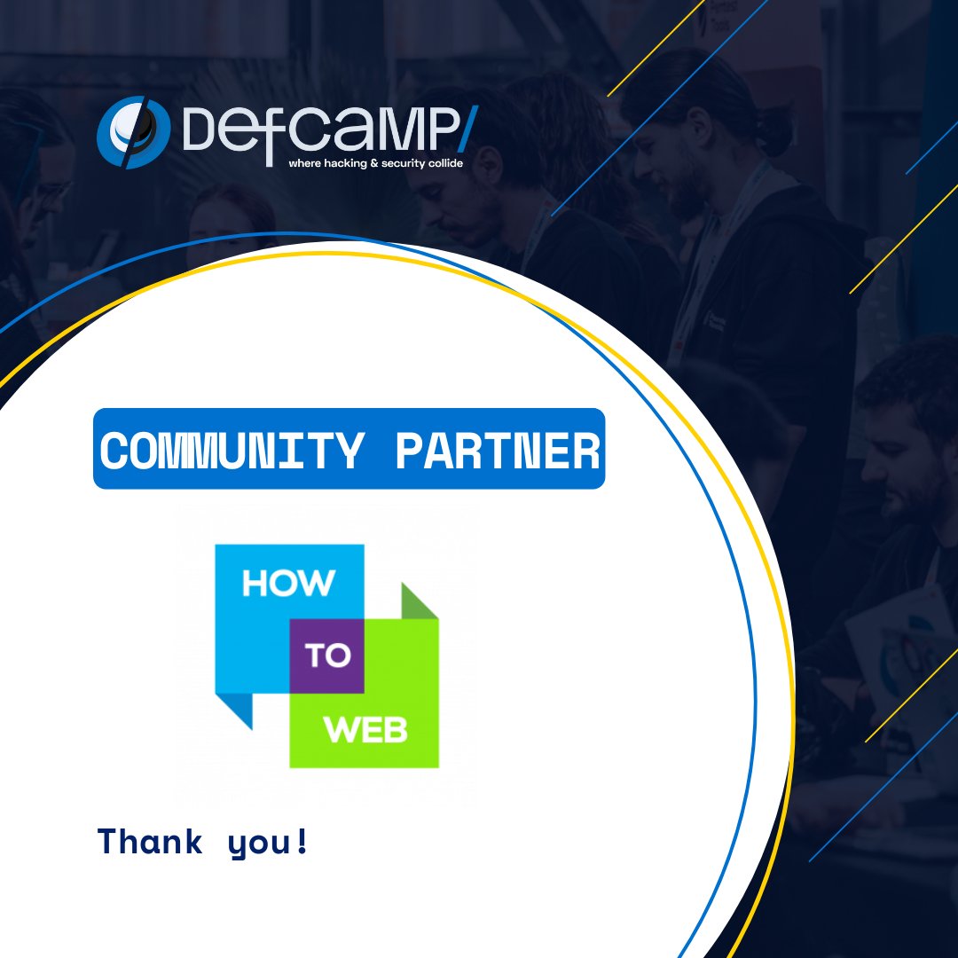 DefCamp (@defcampro) on Twitter photo Our amazing friends at <a href="/how_to_web/">How to Web</a> are #community partners at this year's #DefCamp as well. A big thank you for helping us build 😉 this community and for bringing it into the spotlight😉! Our amazing friends at <a href="/how_to_web/">How to Web</a> are #community partners at this year's #DefCamp as well. A big thank you for helping us build 😉 this community and for bringing it into the spotlight😉!