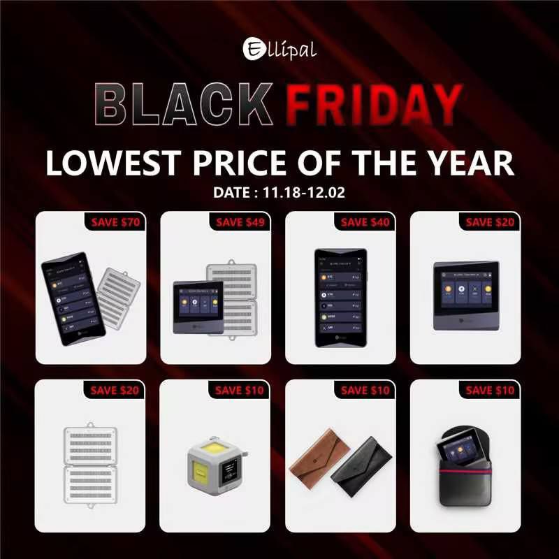 [ #GIVEAWAY ]

Pour fêter la semaine de BLACK FRIDAY sur leur site, ELLIPAL vous offre 1 pack Titan 2.0 + 1 seed phrase steel (valeur 158$ BLACK FRIDAY au lieu de 228$)🔥

➡️ Pour participer :
🔹 Follow <a href="/ellipalwallet/">ELLIPAL</a> , <a href="/Ceciliasss111/">0xCecilia</a> &amp; <a href="/Crypto__Goku/">Goku 🗞</a> 
🔹 RT + ❤️

Des réductions