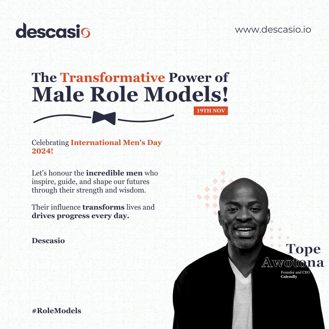 Descasiofficial's tweet image. Happy International Men&apos;s Day 2024!

This is to &apos;The Transformative Power of Male Role Models&apos;

Who is Your Male Role Model?

#InternationalMensDay
#InspiringChange
#Descasio
#DigitalTransformation
#RoleModels
#TechSolutions