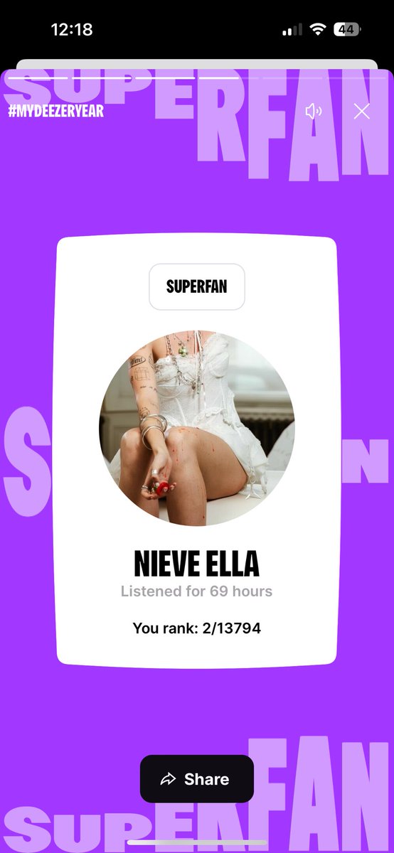 i need to find the one person who listened to nieve more than me on deezer