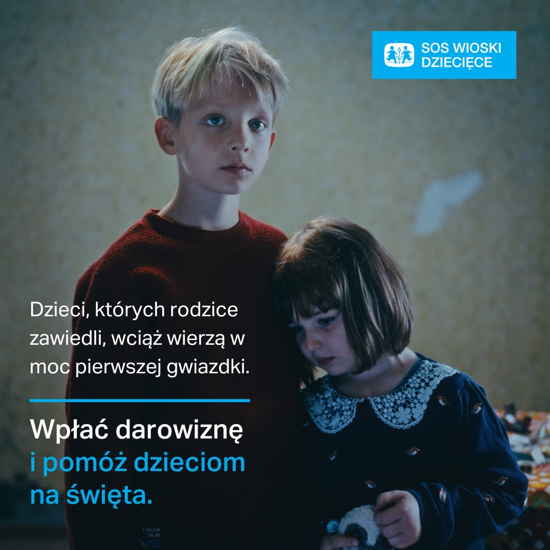 Dla tysięcy dzieci w Polsce Boże Narodzenie to czas smutku, awantur i samotności, a magię Świąt znają tylko z opowieści rówieśników. Każde dziecko zasługuje na spędzenie tego czasu w rodzinnym cieple! Wejdź na dziecisos.org i dowiedz się, jak pomóc.