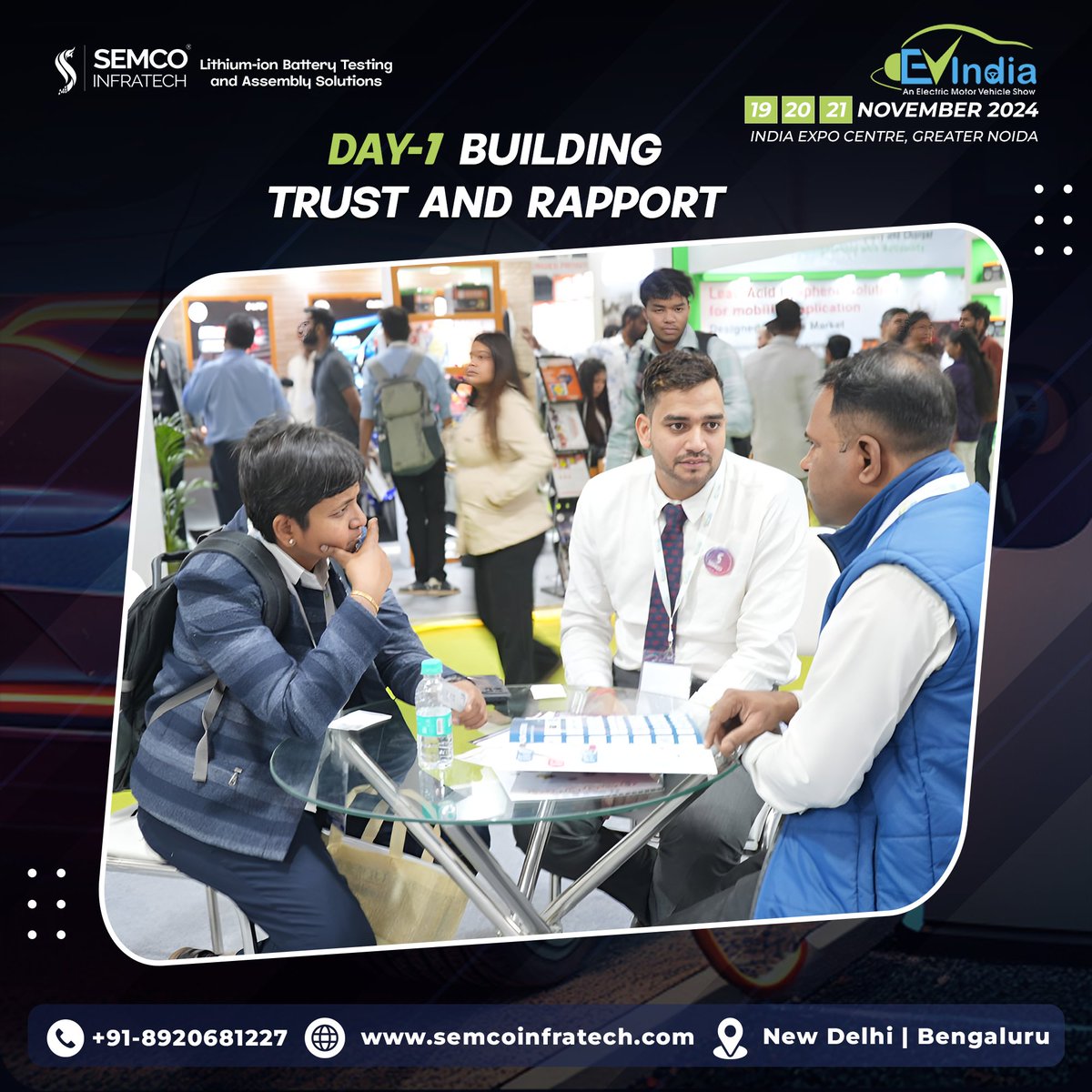 semcoinfratech's tweet image. Kicking off Day-1 of @EVIndiaExpo1 2024 strong! We&apos;re thrilled to be showcasing our latest advancements in #batterymanufacturing and #testingsolutions. Join us tomorrow and the day after for more exciting demos and discussions. 

semcoinfratech.com