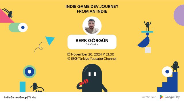 GameVenturesN's tweet photo. Don’t miss the **IGG Türkiye Indie Game Dev Journey From An Indie #1** event!
📅 Date: November 20, 2024
⏰ Time: 21:00
📍 IGG Türkiye YouTube Channel: https://t.co/KnMmKIL0MP
#GameVenturesNetwork #EntryStudios #IndieGameDev #GameDevelopment #IndieDeveloper #IGGTurkey https://t.co/DMBagnRGwq