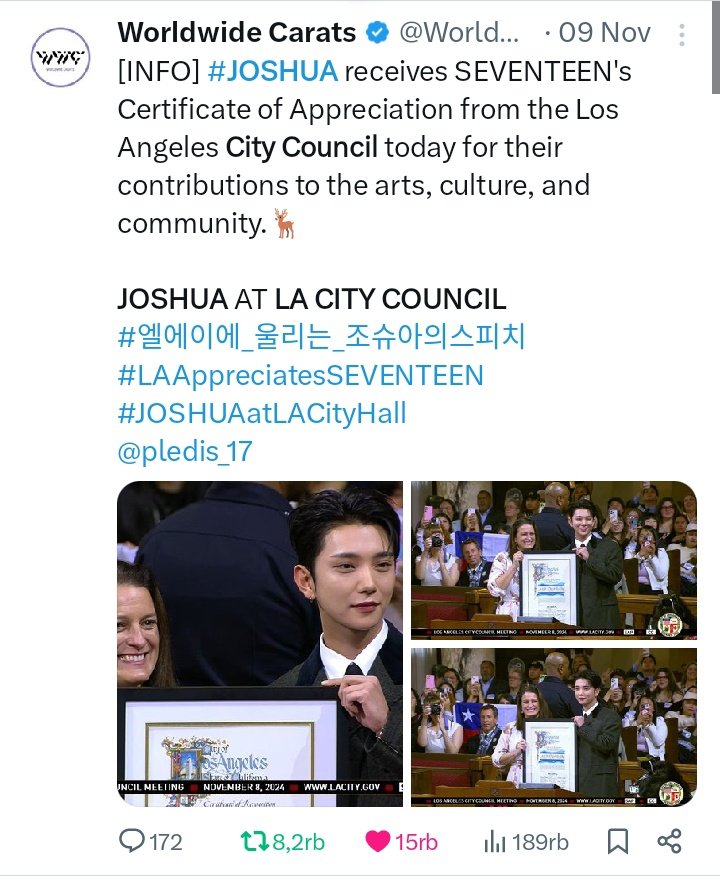 Nashuakuuu's tweet image. Seventeen in 2024 :

#JUN Tourism Ambasador of His Hometown Shezhen
#SEVENTEEN UNESCO Ambasador for Youth
#JOSHUA receives SEVENTEEN Certificate Appreciate from his Hometown LA 
#SEUNGKWAN Public Relation Ambasador of his Hometown Jeju 

I'm proud of my Boys 🫂