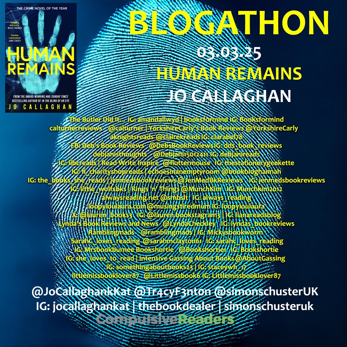 shonaholmes23's tweet image. 📚COVER REVEAL📚

Also very excited to share the beautiful cover for one of my most anticipated reads of 2015 already - #HumanRemains by @JoCallaghanKat 

Can’t wait to be part of the #Blogathon with @Tr4cyF3nt0n too! Exciting times ahead!😍📚

#BookTwitter #Bookblogger