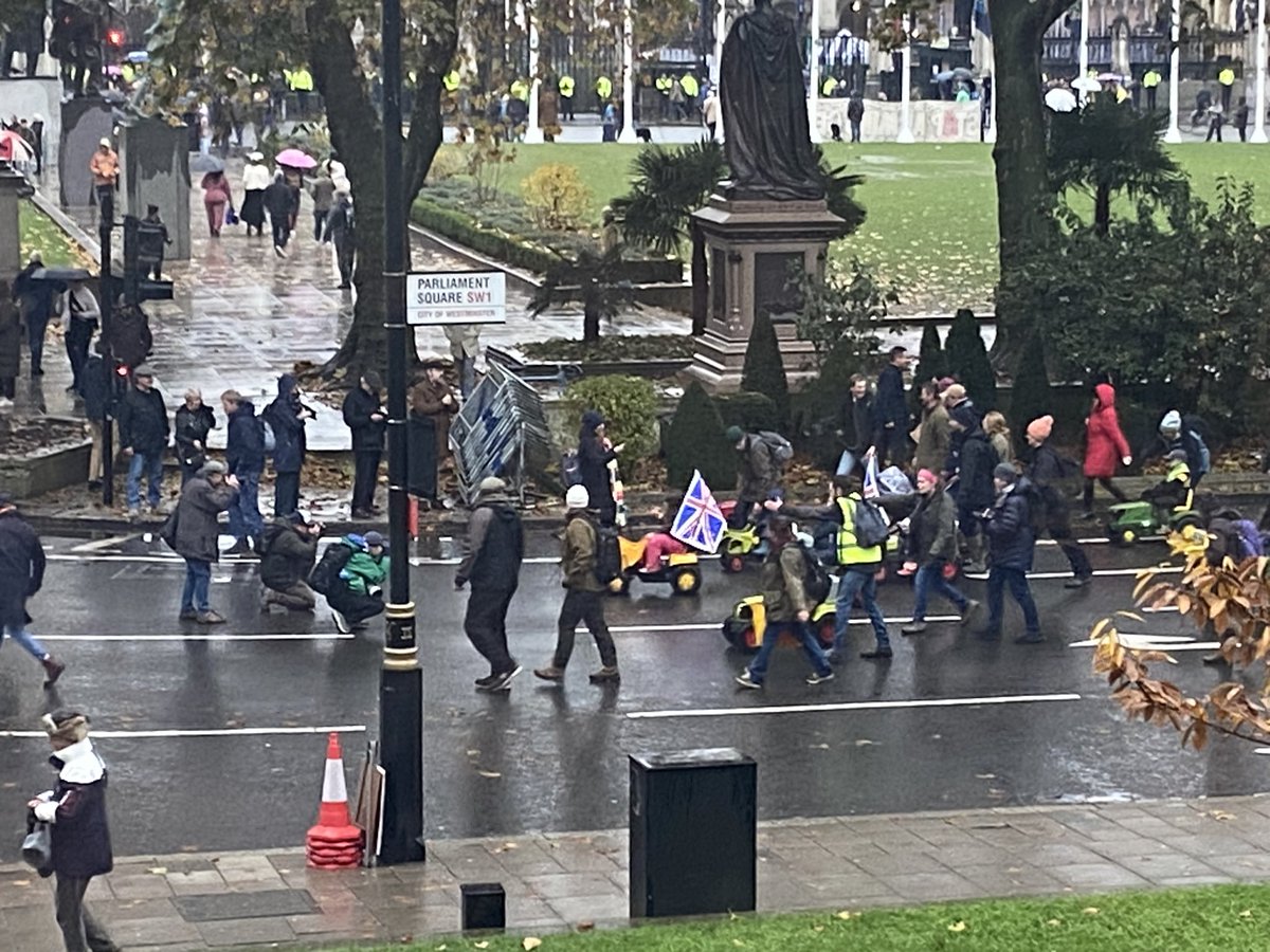 From my Parliament Square view I see lots of protests. Today seeing lots of families with children on toy tractors really stood out #FarmersProtest